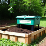 **Image Prompt 1: Ideal Vermicomposting Location**  
   "An outdoor setting showcasing a shaded area with a vermicomposting box. The box is elevated slightly above the ground to prevent flooding, surrounded by greenery. Include signs indicating good drainage and protection from strong winds."